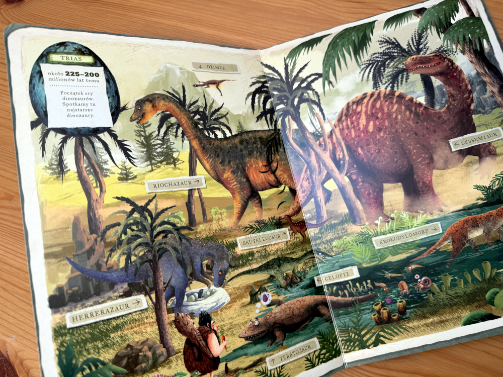 Co robią dinozaury? – ilustracja z książki dla dzieci o dinozaurach