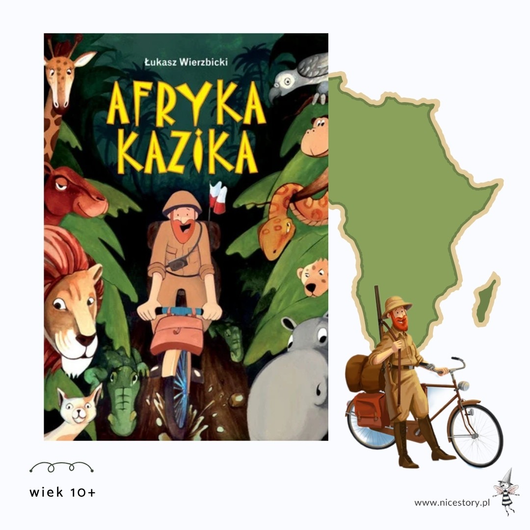 Okładka książki Afryka Kazika na tle mapy Afryki