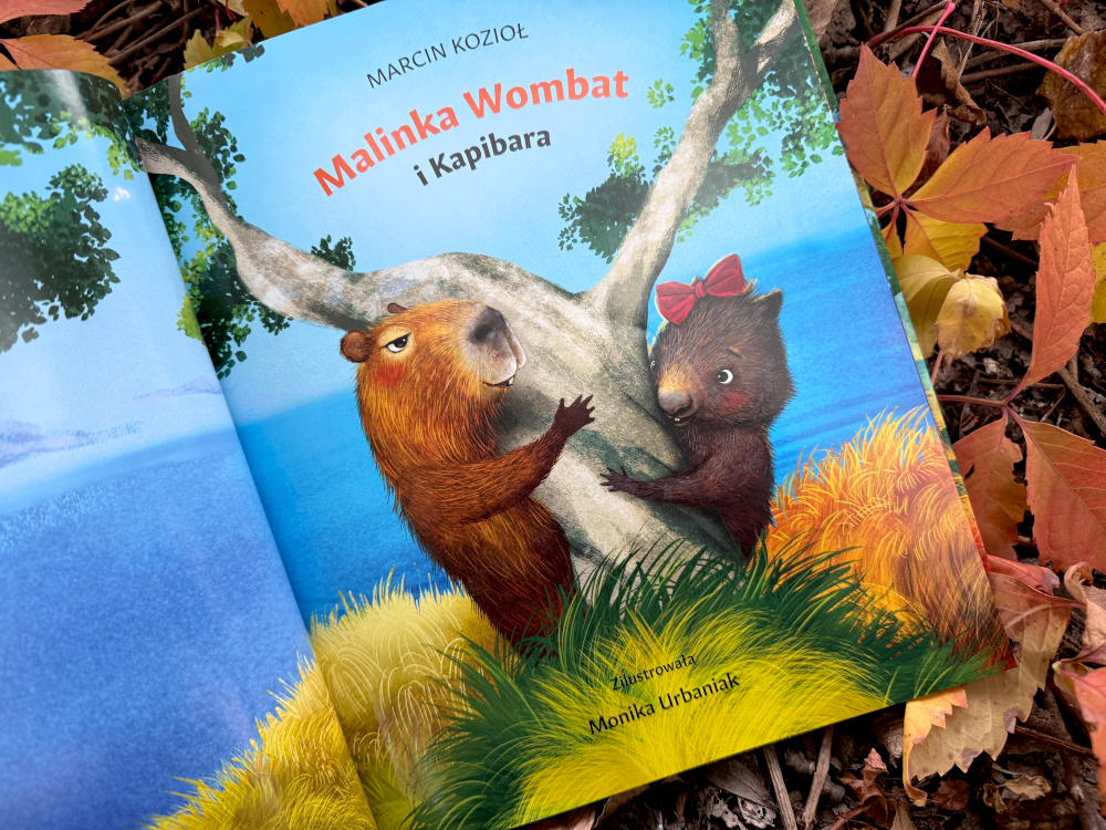 Malinka Wombat i Kapibara - strona tytułowa książki dla dzieci