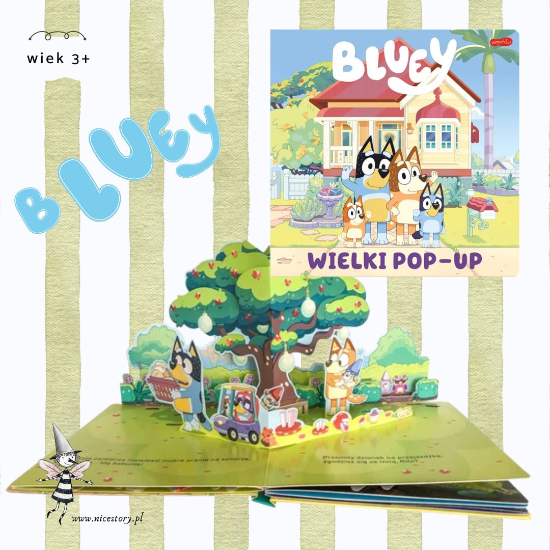 Okładka książki Bluey Wielki Pop Up – kolorowa książka 3D z bohaterami bajki Bluey