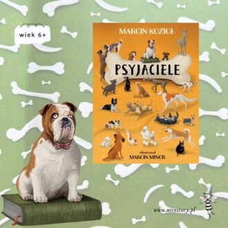 Strona książki Psyjaciele z portretem Józefa Piłsudskiego i podpisem „Dorek – przyjaciel Marszałka Piłsudskiego” oraz linkiem do strony Archiwum Historii Niezwykłych.