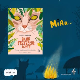 Okładka książki „Skąd przyszedł kot?” Doroty Sumińskiej – historia przyjaźni człowieka i kota z piękną ilustracją kota.