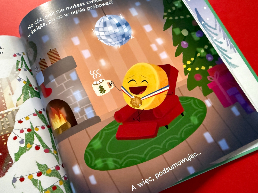 Wnętrze książki „Wielki Ser i Święta Stulecia” z kolorową ilustracją dla dzieci.