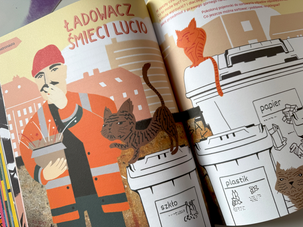 Ładowacz śmieci Lucio ilustracja z książki Fabryka opowieści