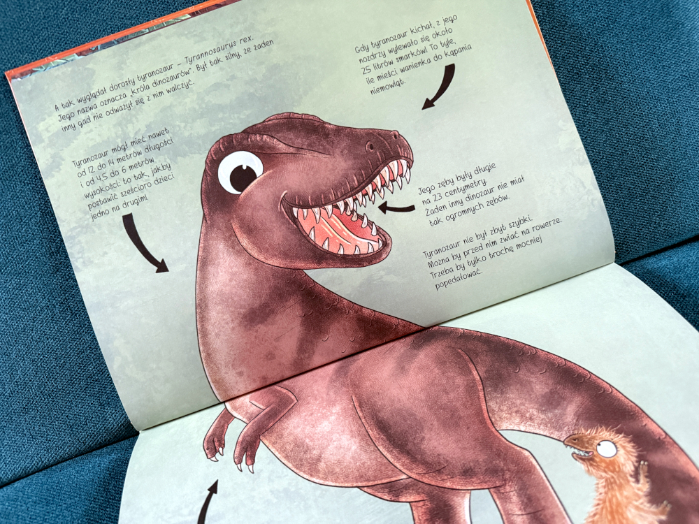 Ilustracja Tyranozaura z książki „101 Dinozaurów i wszystko, co musisz o nich wiedzieć”