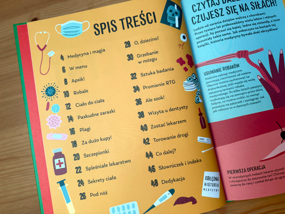 Obłędna historia medycyny — spis treści
