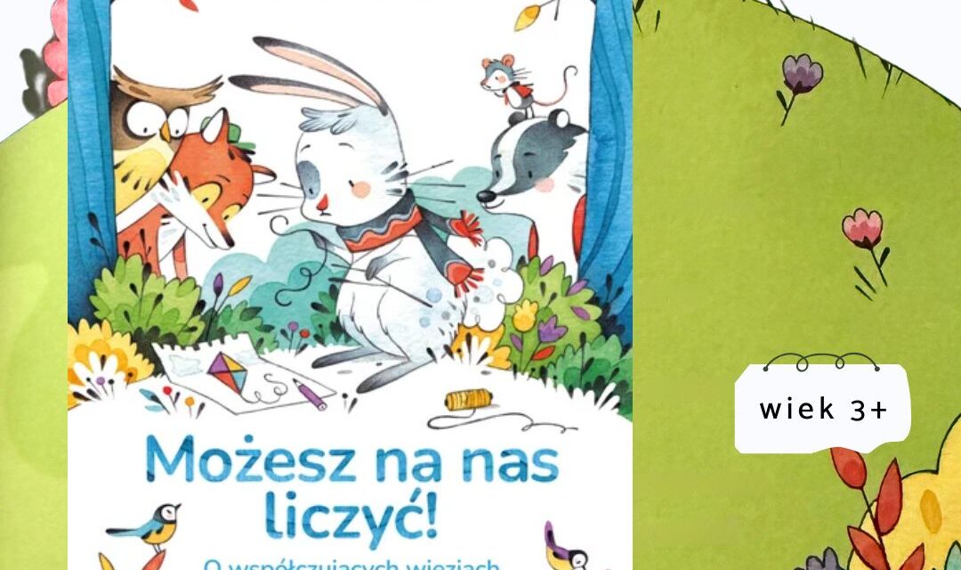 Ilustracja z książki Możesz na nas liczyć – zajączek rozmawia z rodzicem w jesiennej scenerii