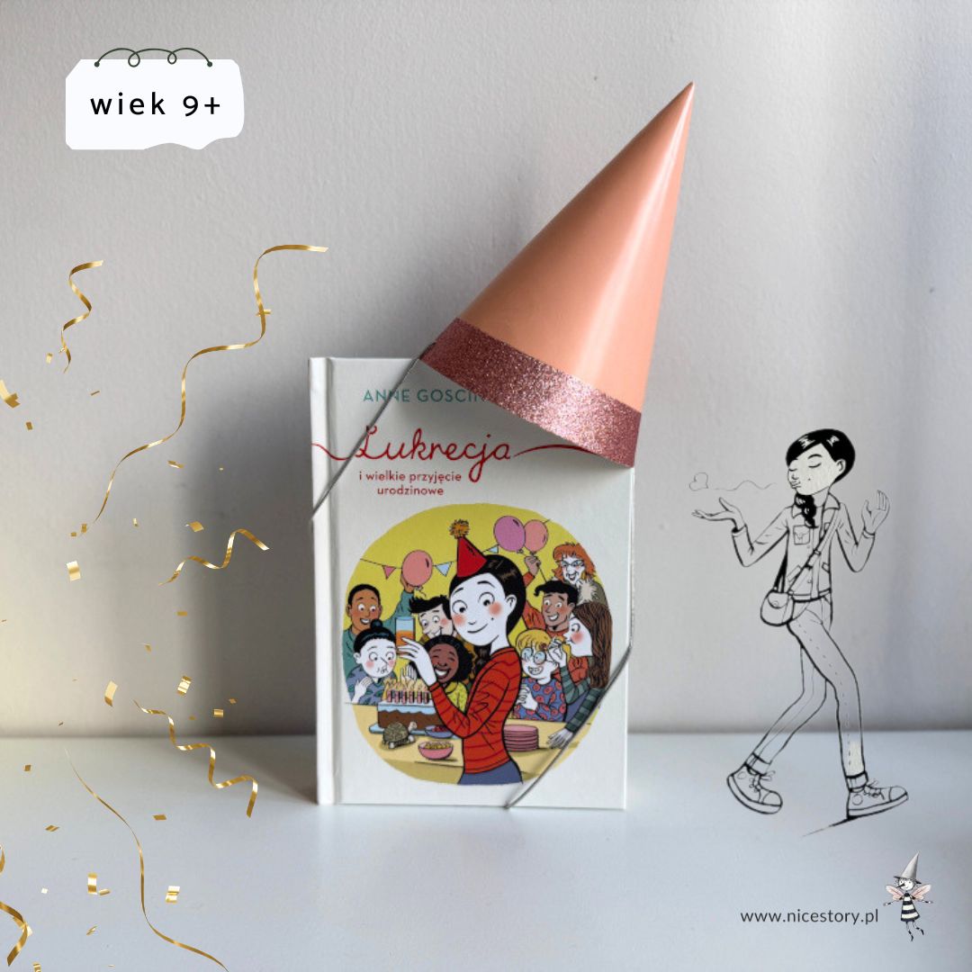 Okładka książki Lukrecja i wielkie przyjęcie urodzinowe z bohaterką i motywem przyjęcia dla nastolatek