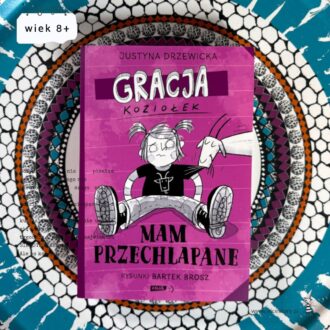 Okładka książki Gracja Koziołek z ilustracją dziewczynki i charakterystyczną typografią tytułu dla dzieci
