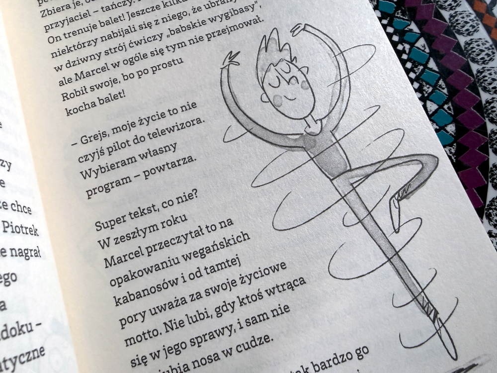 Ilustracja wirujący Marcel z książki Gracja Koziołek