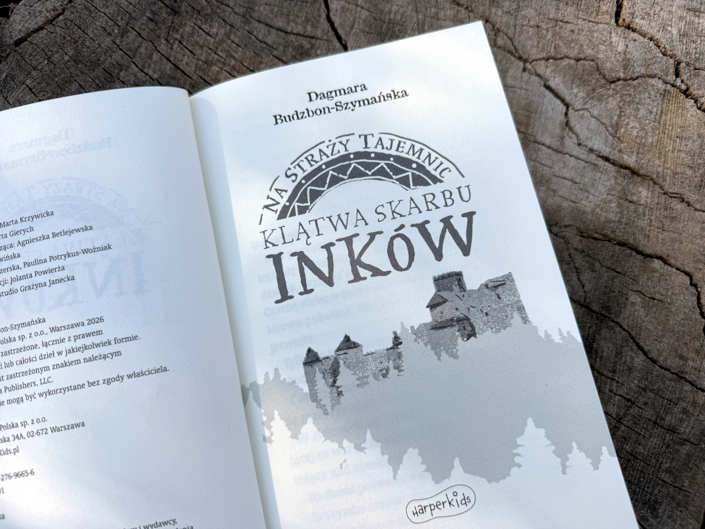 Na straży tajemnic. Klątwa skarbu Inków - pierwsza rozkładówka z tytułem książki