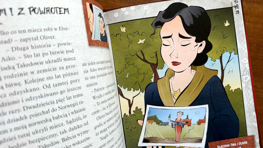 Pani Aiko opowiada historię miecza - ilustracja z książki Operacja Miecz Samuraja