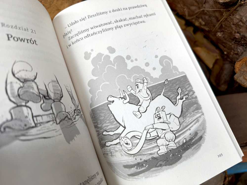 Ilustracja przedstawiająca bohaterów z książki Kraina zaginionych rzeczy