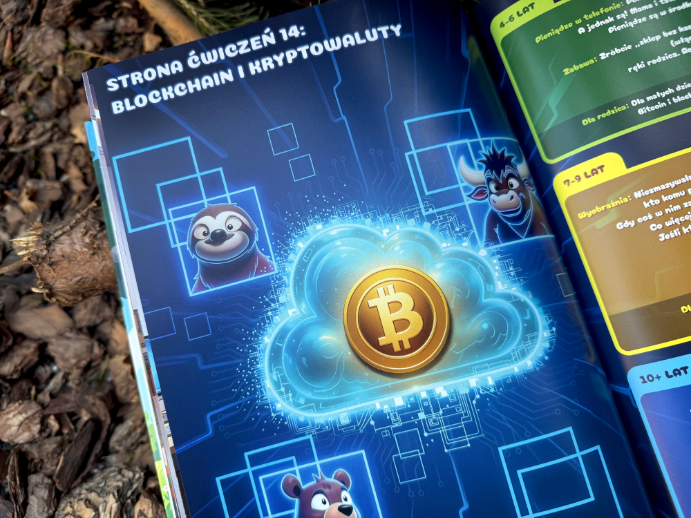 Ilustracja z książki Leniwcowe Przygody o finansach dla dzieci - kryptowanuty i waluty