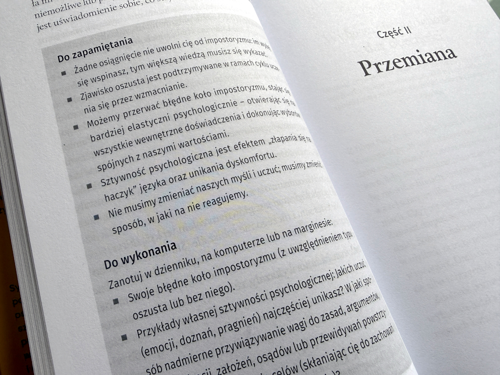 Przemiana w książce Syndrom oszusta dla tych co nie wierzą w siebie