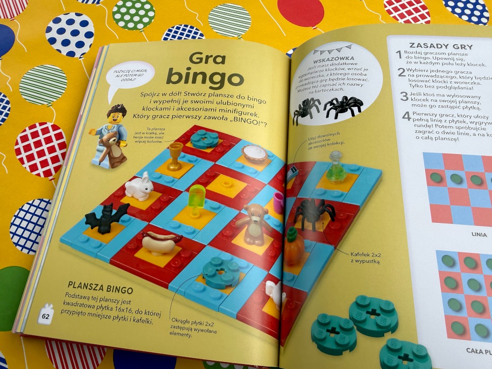 gra bingo ilustracja z książki Lego księga pomysłów Imprezy dla dzieci wiek 3+