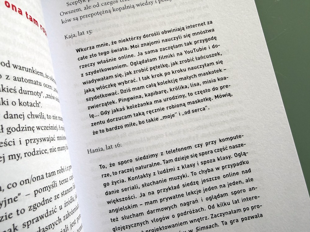 Fragment książki psychologicznej dla rodziców przedstawiający perspektywę nastolatka w rodzinnych konfliktach