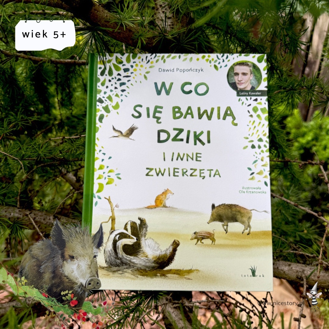Okładka książki o przyrodzie dla dzieci W co się bawią dziki i inne zwierzęta