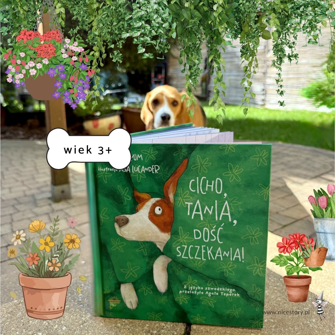 Okładka książki Cicho Tania dość szczekania autorstwa Ted Forsström z ilustracją psa na zielonym tle.