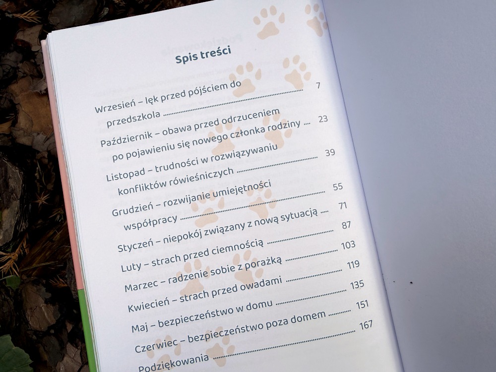 Strona z książki Bajkowy świat Kocicy Złośnicy z opowiadaniem o przyjaciołach i dużą ilustracją kotki
