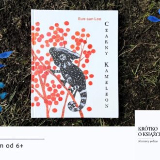 Otwarta książka „Czarny Kameleon” Sun-sun Lee z ilustracjami małych kameleonów
