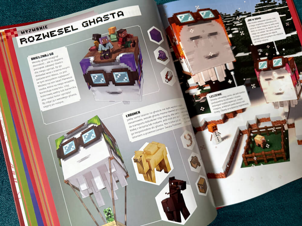 Poradnik jak osiodłać i rozweselić ghasta na stronach publikacji Minecraft Rocznik 2027