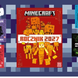 Minecraft Rocznik 2027 z oznaczeniem wiek 9+ na tle kolekcji poprzednich roczników od 2023.